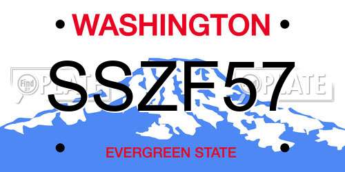SSZF57 Washington License Plate