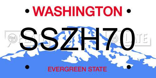 SSZH70 Washington License Plate