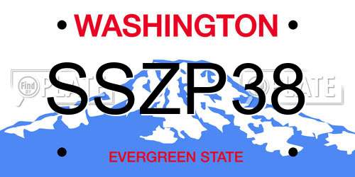 SSZP38 Washington License Plate