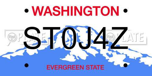 ST0J4Z Washington License Plate