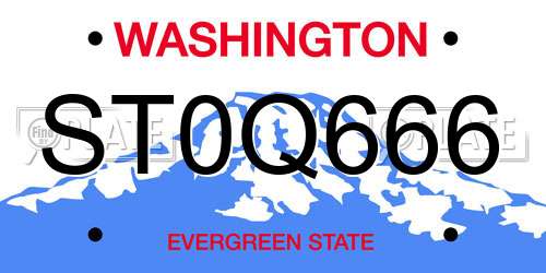 ST0Q666 Washington License Plate