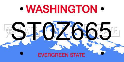 ST0Z665 Washington License Plate