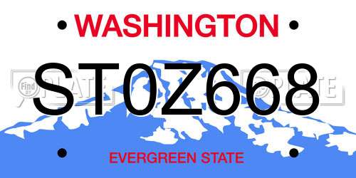 ST0Z668 Washington License Plate