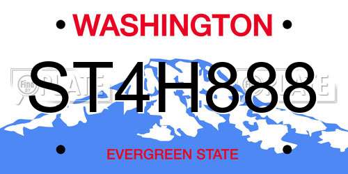 ST4H888 Washington License Plate