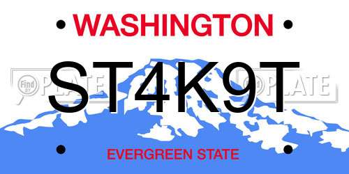 ST4K9T Washington License Plate
