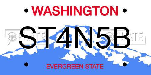 ST4N5B Washington License Plate
