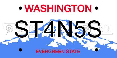 ST4N5S Washington License Plate