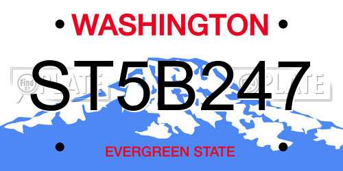 ST5B247 Washington License Plate