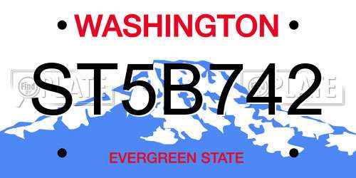 ST5B742 Washington License Plate