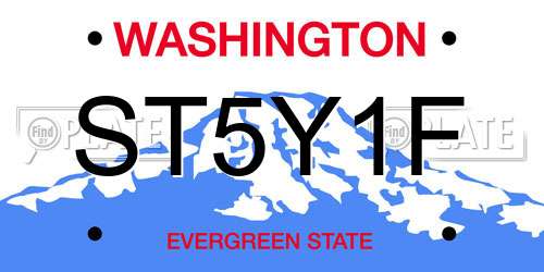 ST5Y1F Washington License Plate