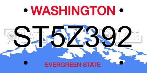 ST5Z392 Washington License Plate