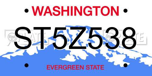 ST5Z538 Washington License Plate