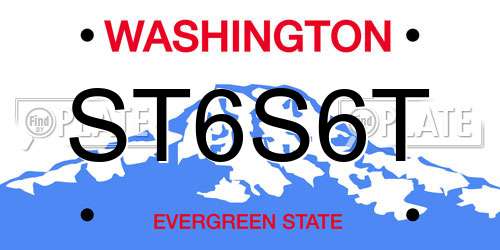 ST6S6T Washington License Plate