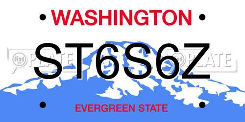 ST6S6Z Washington License Plate