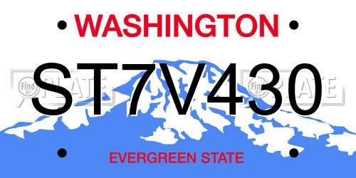 ST7V430 Washington License Plate