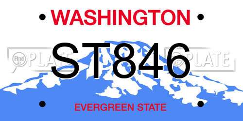 ST846 Washington License Plate