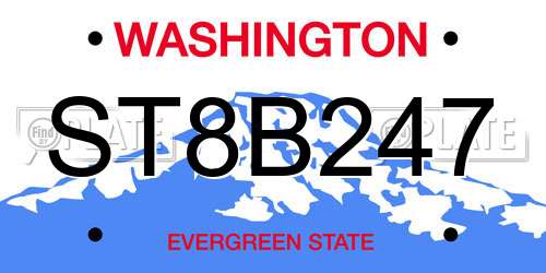 ST8B247 Washington License Plate