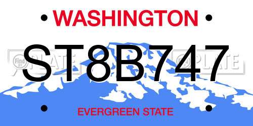 ST8B747 Washington License Plate