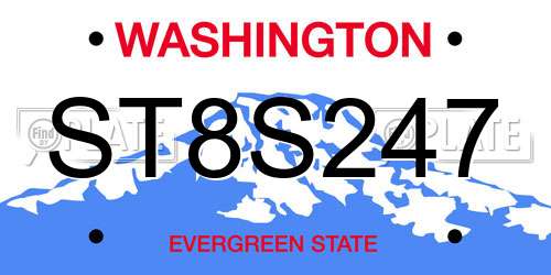 ST8S247 Washington License Plate