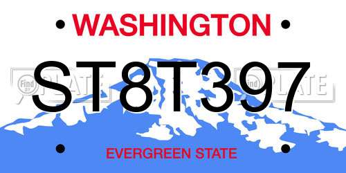 ST8T397 Washington License Plate