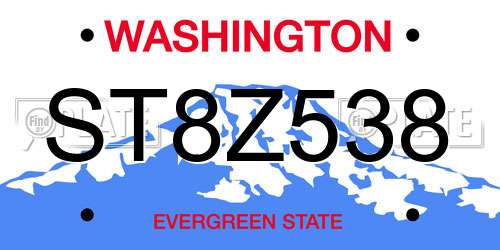 ST8Z538 Washington License Plate