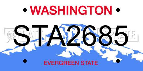 STA2685 Washington License Plate