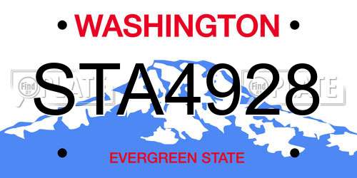 STA4928 Washington License Plate