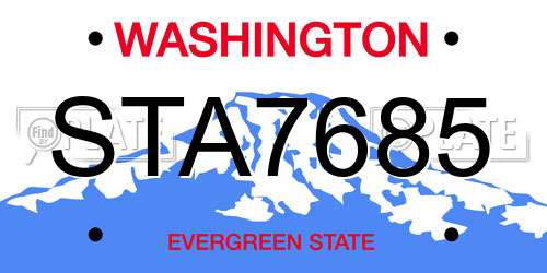 STA7685 Washington License Plate