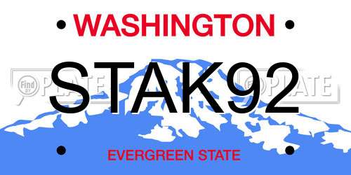 STAK92 Washington License Plate