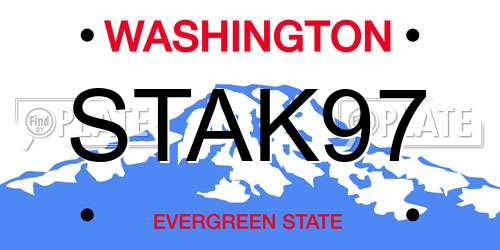 STAK97 Washington License Plate