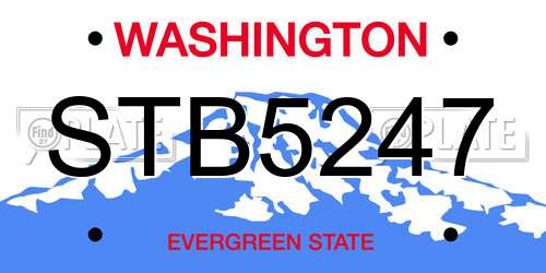 STB5247 Washington License Plate