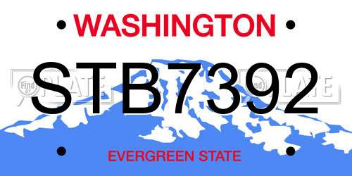 STB7392 Washington License Plate