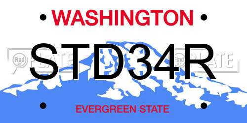 STD34R Washington License Plate
