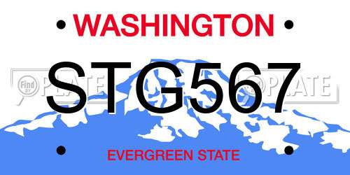STG567 Washington License Plate