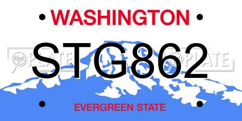 STG862 Washington License Plate