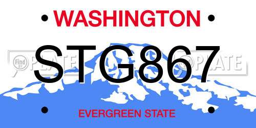 STG867 Washington License Plate