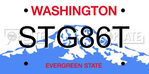 STG86T Washington License Plate