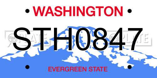 STH0847 Washington License Plate