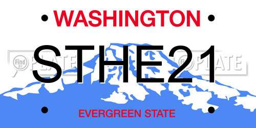 STHE21 Washington License Plate