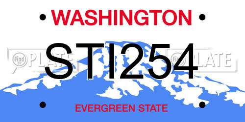 STI254 Washington License Plate