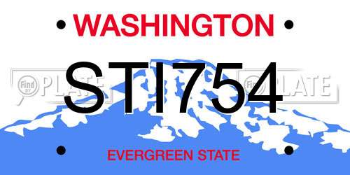 STI754 Washington License Plate