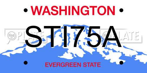 STI75A Washington License Plate