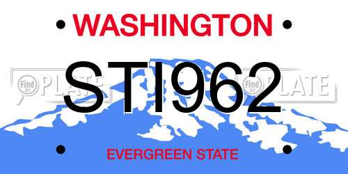 STI962 Washington License Plate