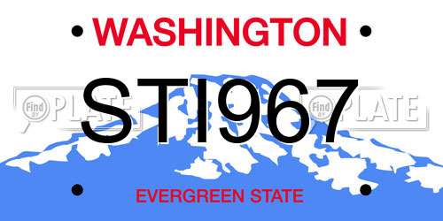 STI967 Washington License Plate