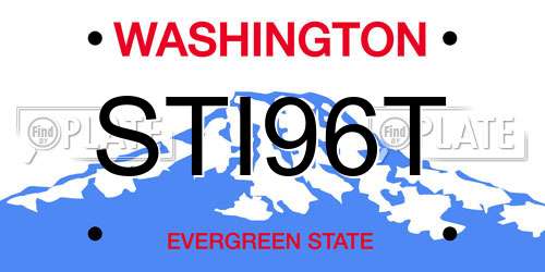 STI96T Washington License Plate
