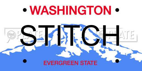 STITCH Washington License Plate