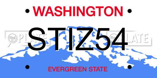 STIZ54 Washington License Plate