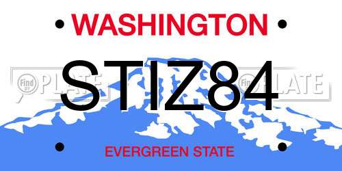 STIZ84 Washington License Plate
