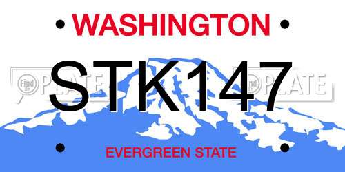STK147 Washington License Plate