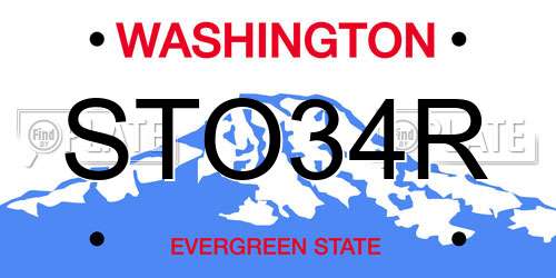 STO34R Washington License Plate